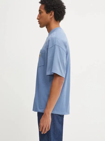 Carhartt Wip Koszulki Mężczyzna L T-shirt Hudson z kieszenią niebieski