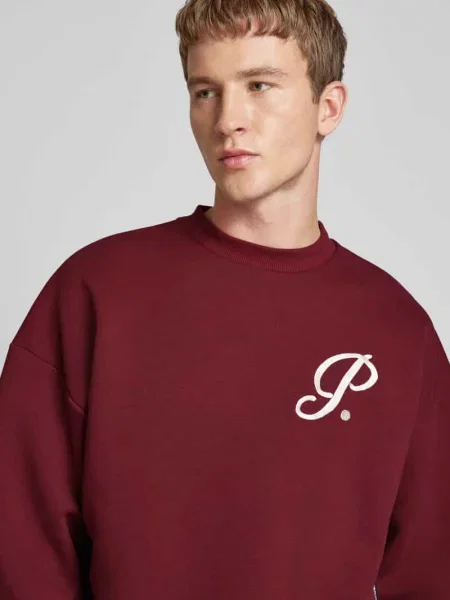 Sweter z dzianiny z prążkowanymi wykończeniami model ‘Soho’ Prohibited bordowy