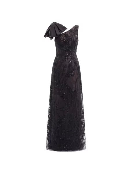 Rochie maxi Saiid Kobeisy cu funde asimetrică negru
