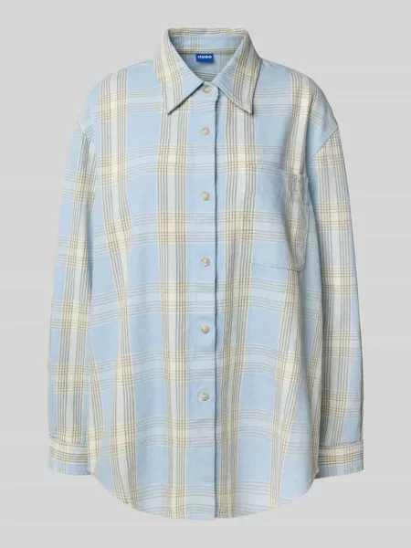 Bluzka o kroju relaxed fit z kieszenią na piersi model ‘Edia’ Hugo Blue