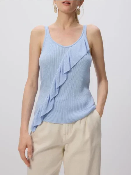Топ Reserved с рюшами голубой