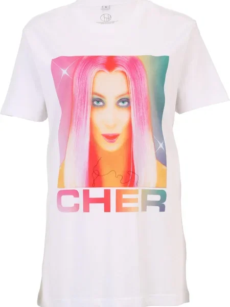 Merchcode Tričko Cher Prisma oranžová / humrová / pink bílá