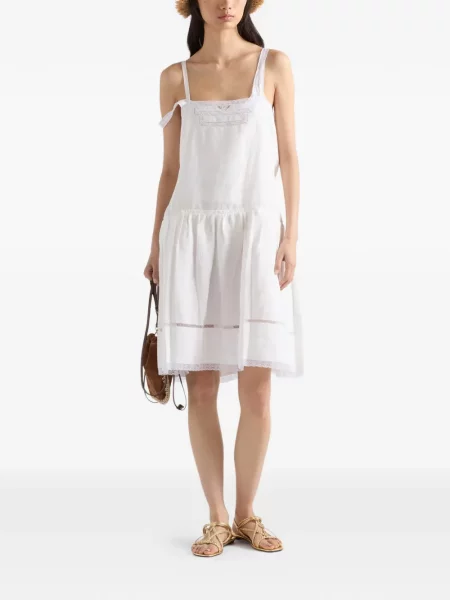 Rochie Prada cu broderie de in alb
