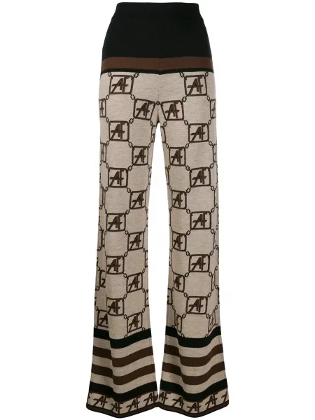 Pantaloni Alberta Ferretti tricotate cu imprimeu geometric maro