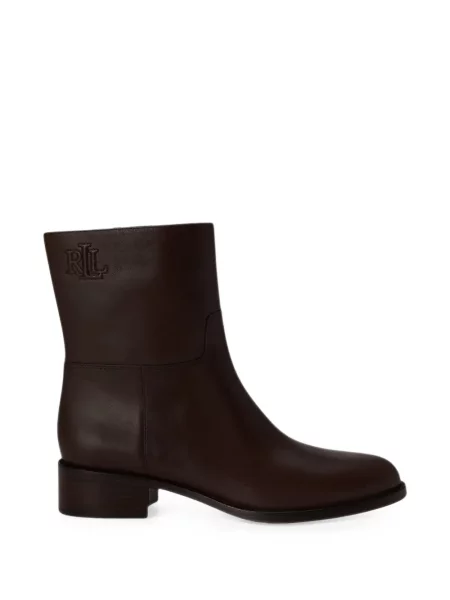 Cizme scurte Lauren Ralph Lauren din piele cu autograf maro