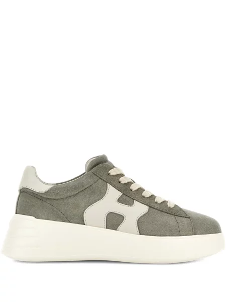 Sneakerși Hogan din piele de căprioară verde