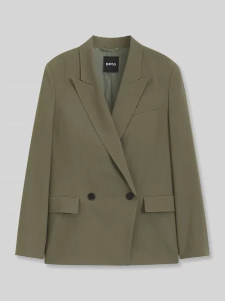 Żakiet krótki o kroju regular fit z mieszanki model Boss oliwkowa