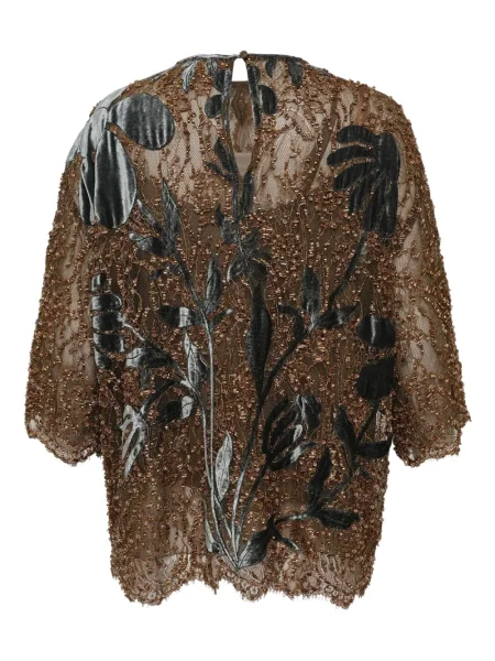 Bluză Biyan cu model floral maro