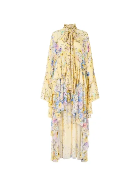 Rochie Camilla cu model floral cu imagine de costum galben