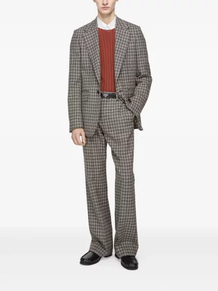Sacou Acne Studios de lână în carouri maro