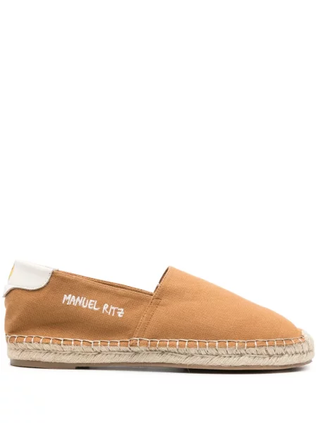 Espadrile Manuel Ritz cu broderie din canvas maro