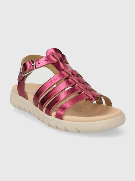 Geox Otroški usnjeni sandali SANDAL SOLEIMA vijolična