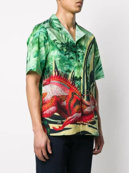 Košile Valentino Garavani s potiskem zelená