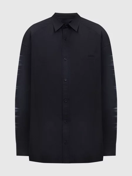 Сорочка з фактурною вишивкою логотипа Juun.j чорна