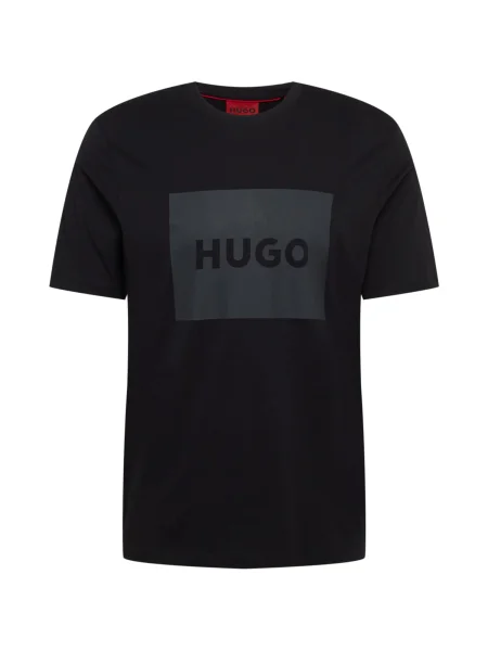HUGO Tricou Dulive / gri închis negru