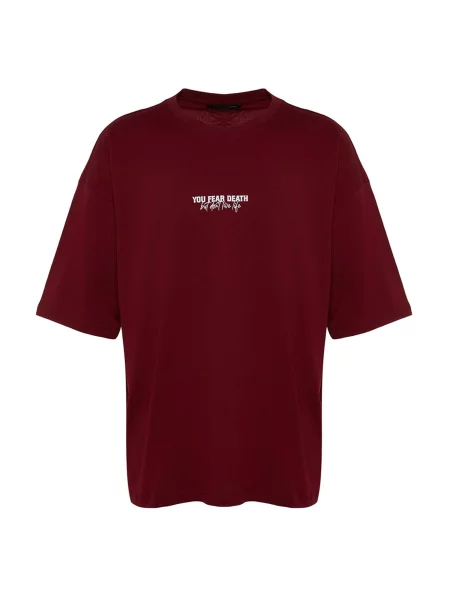 Trendyol Tricou roșu burgundy alb