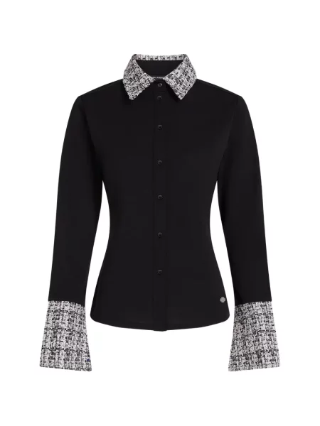 Lung bouclé tricou polo Karl Lagerfeld negru