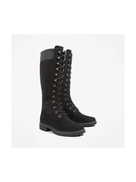 Botine Timberland cu șireturi din dantelă negru