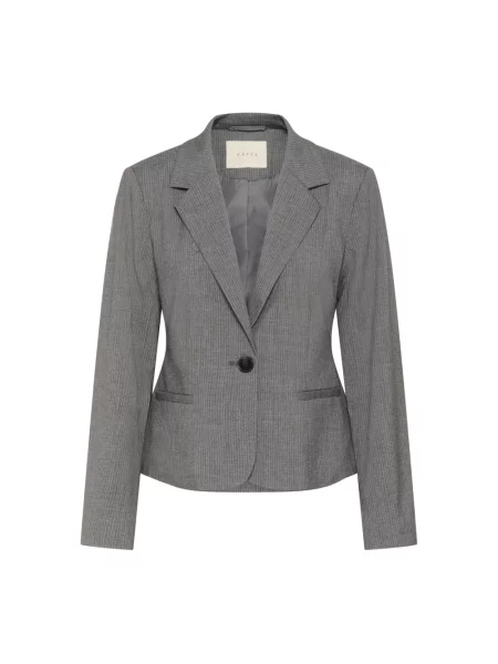 Marynarka Kaffe w paski z dekoltem w serek szara