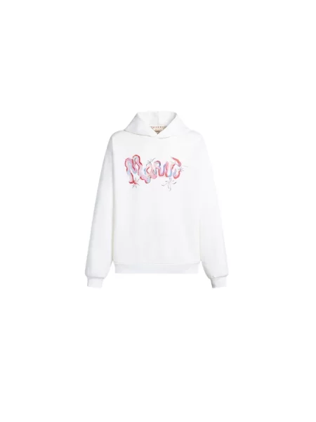 Bluza z kapturem Marni z kapturem z logo biała