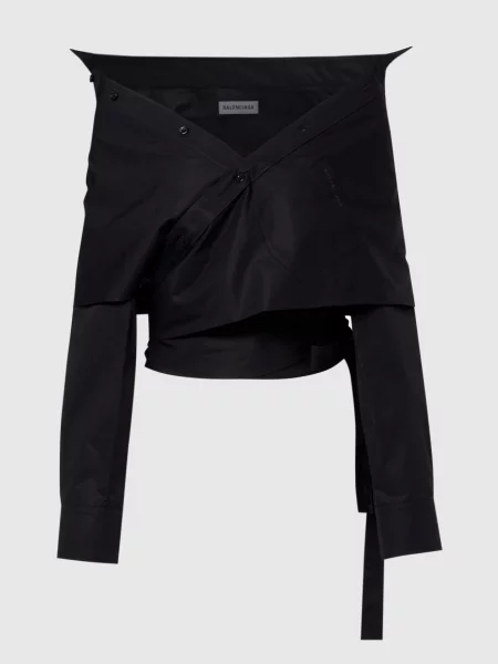 Рубашка Balenciaga с открытыми плечами черная