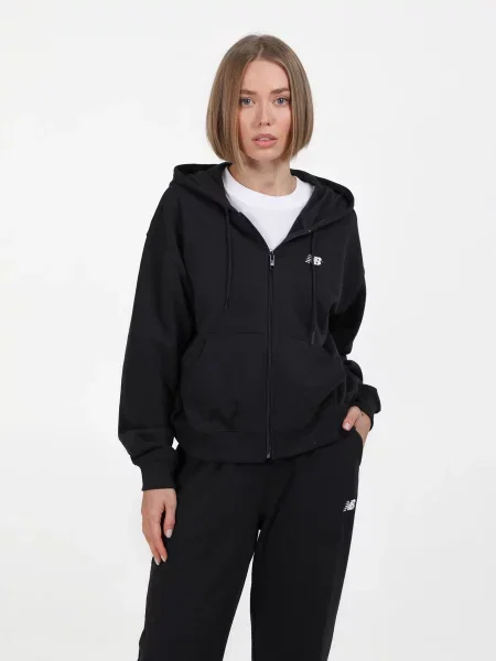 Спортивна кофта New Balance NB SMALL LOGO бавовна/поліестер чорний