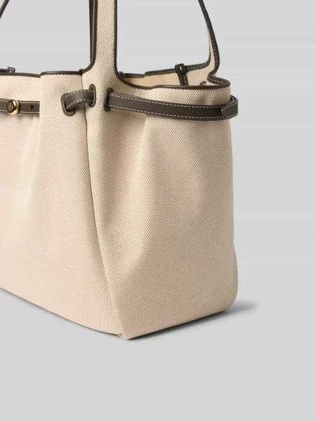 Torebka typu bucket bag ze ściąganiem Tory Burch beżowy