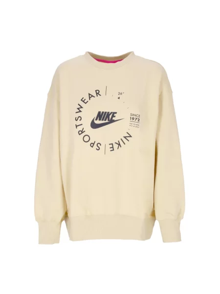 Bluza nierozpinana Nike z okrągłym dekoltem beżowa