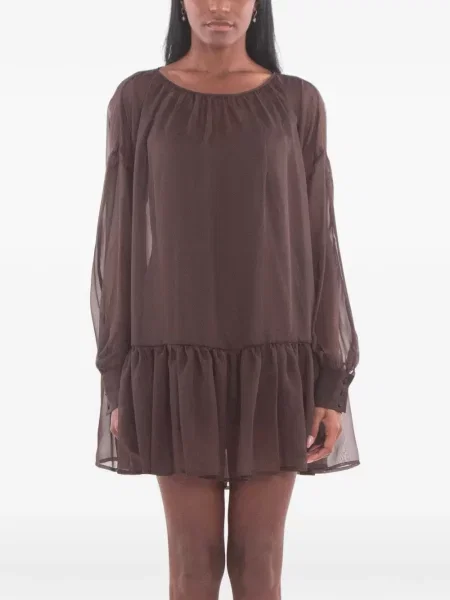 Rochie mini Aniye By cu volane maro