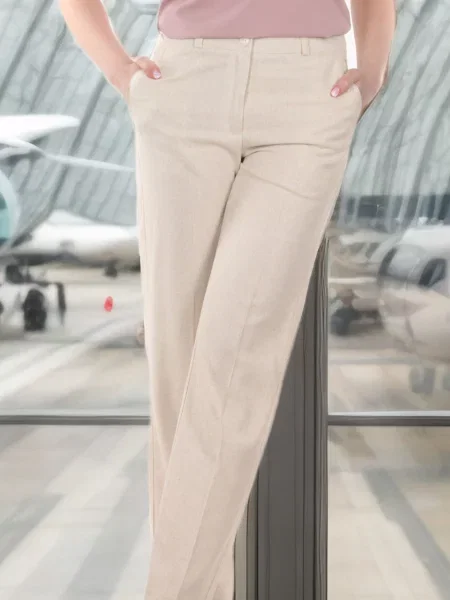 Лляні Штани повсякденні LadyLike бежевий