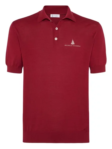 Поло тениска Brunello Cucinelli с принт червено