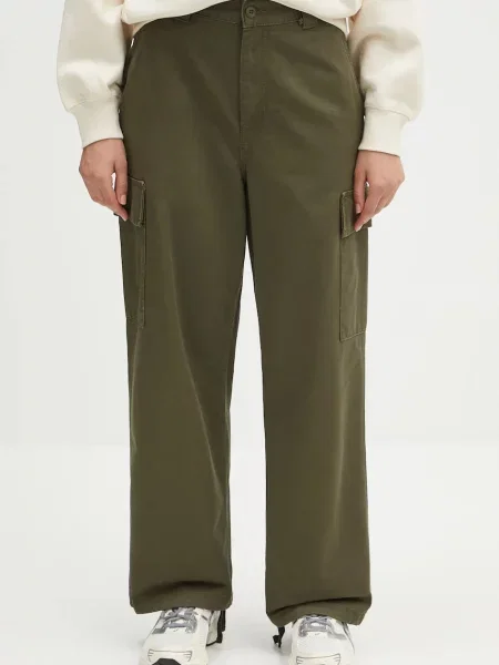 Carhartt WIP pantaloni de Kingston Pant drept high waist verde