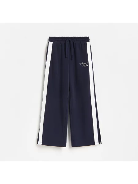 Reserved Teplákové kalhoty s lampasem tmavomodrá