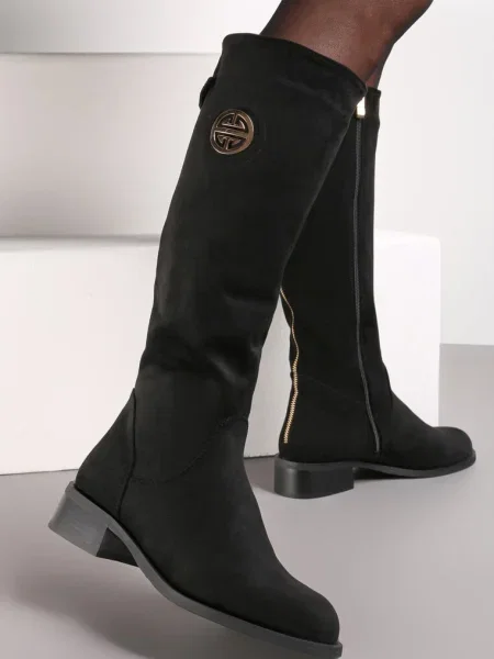 Cizme cu Scurt și Ornament Metalic Diventia negre