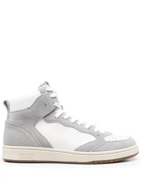 Sneakerși Polo Ralph Lauren din piele de căprioară alb