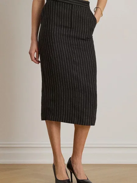 Lauren Ralph Lauren fustă creion din in negru