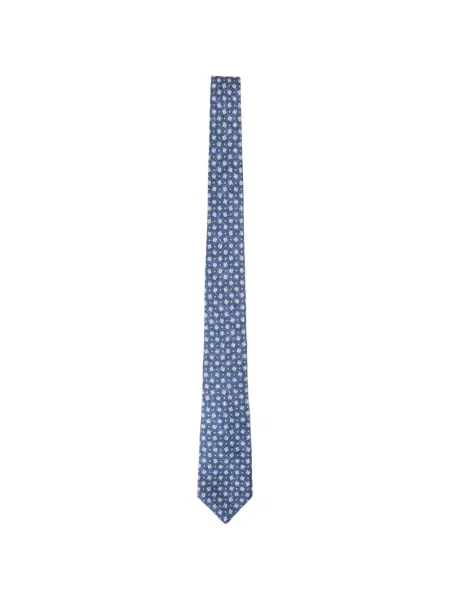 Cravată Kiton cu model floral cu imagine albastru