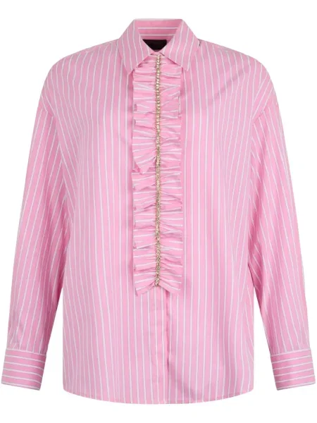Koszula Liu Jo w paski z falbankami różowa
