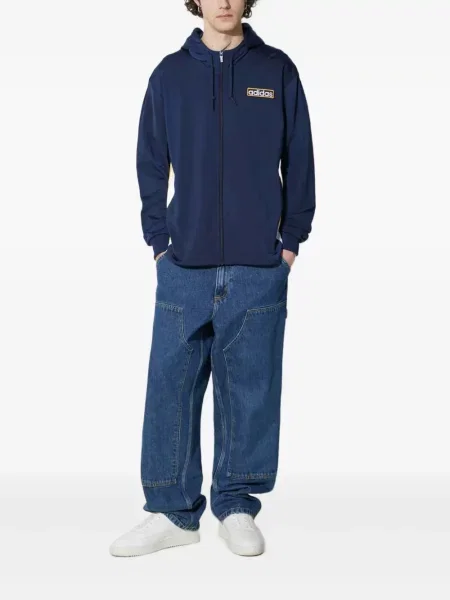 Pruhované klasické kalhoty Adidas zelené