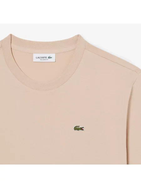 Lacoste T-Shirt Z Okrągłym Dekoltem Relaxed Fit beżowy