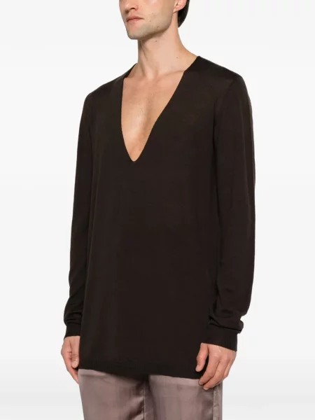 Pulover Rick Owens cu decolteu în V maro