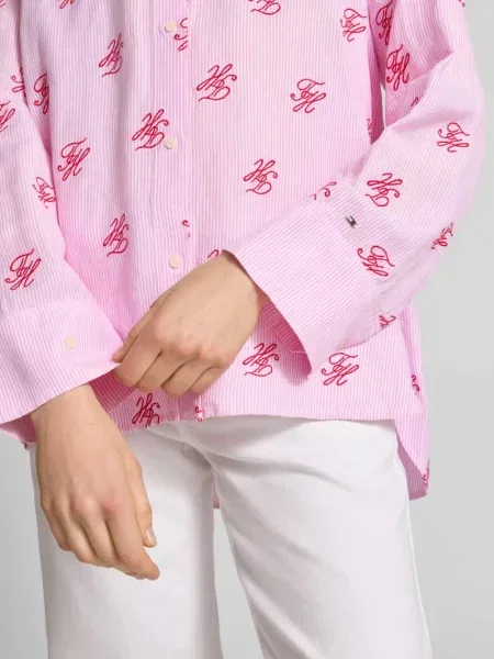 Bluzka koszulowa o kroju oversized z mieszanki lnu i Tommy Hilfiger biała