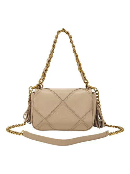 Torebka La Carrie skórzana z nadrukiem beżowa