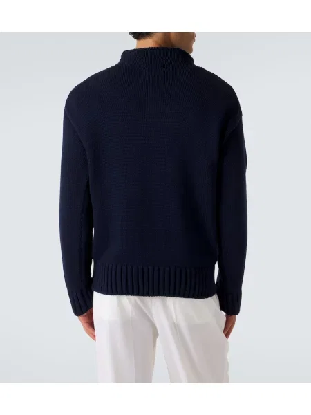 Sveter Ralph Lauren Purple Label s výšivkou modrá