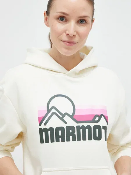 Суичър с качулка Marmot с качулка с принт бежово