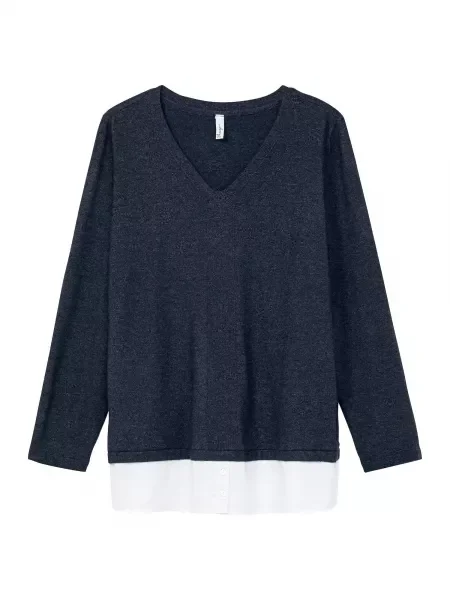 SHEEGO Pulover albastru închis alb