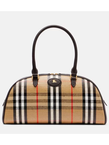Torbica Burberry s karirastim vzorcem iz žakarda rjava