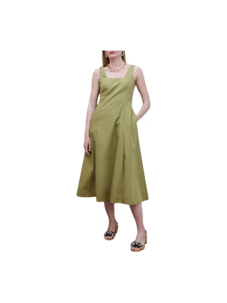 Sukienka Lola Casademunt popelinowa na ramiączkach zielona