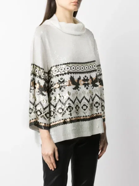 Sweter Alberta Ferretti z cekinami biały