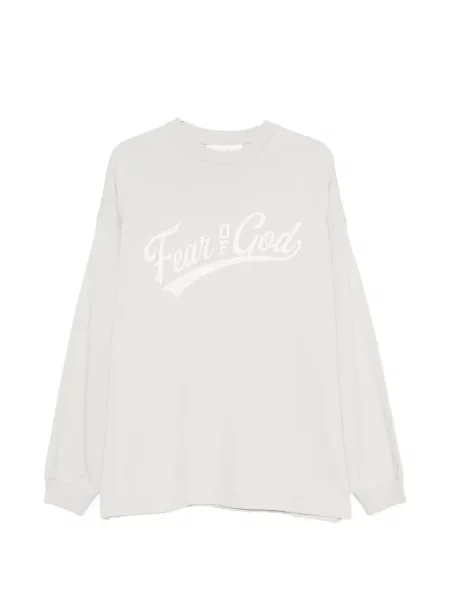 Lung tricou Fear Of God Essentials cu imagine gri